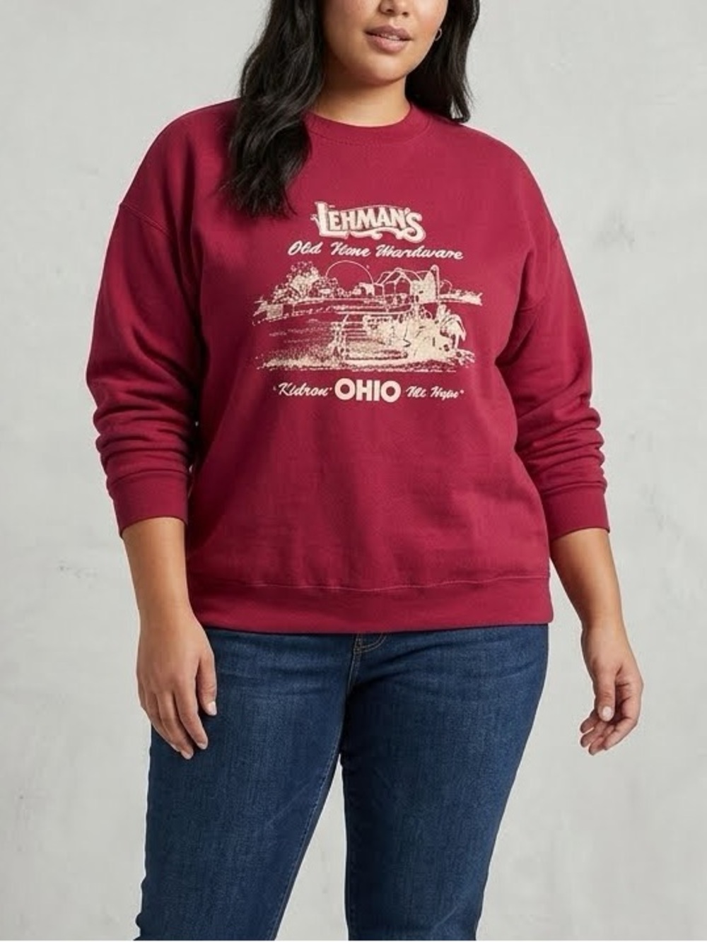 Fruit of the Loom Lehman's Old Time Hardware Graphic Crewneck Sweatshirt Red XXL